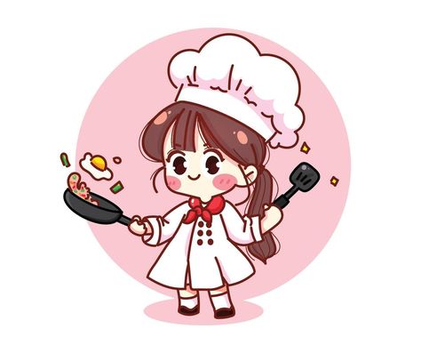 Cute Chef Illustration, Chef Character Design, Chef Character, Chef Illustration, Cooking Cute, Chef Girl, Gaming Cartoon, Chef Cartoon, Smile Illustration