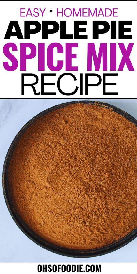 Text reads Homemade Apple Pie Spice Mix Recipe Apple Pie Spice Recipe, Fall Soup Recipes Healthy, Easy Homemade Apple Pie, Fall Chicken Recipes, Perfect Apple Pie, Pie Spice Recipe, Fall Crockpot Recipes, Kitchen Staples, Homemade Spice Mix