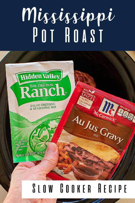 Ranch Packet Roast Crock Pot, Crock Pot Roast With Au Jus Gravy, Ranch Chuck Roast Crock Pot, Au Jus Beef Crockpot, Ranch Roast Beef Crock Pot, Roast Ranch Dressing Slow Cooker, Roast Beef With Ranch Seasoning, Crockpot Roast Au Jus Gravy, Beef Roast With Au Jus Crock Pot