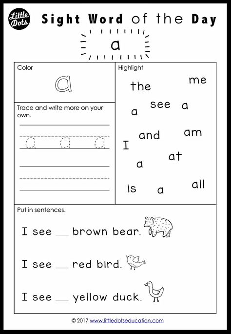 Free Pre-K Dolch Sight Words Worksheets Set 1 Sight Word Of The Day, Site Words Kindergarten, Dolch Sight Words Kindergarten, Sight Words Kindergarten Printables, Sight Word Worksheets Free, Pre K Sight Words, Kindergarten Architecture, Sight Words Worksheets, Basic Sight Words