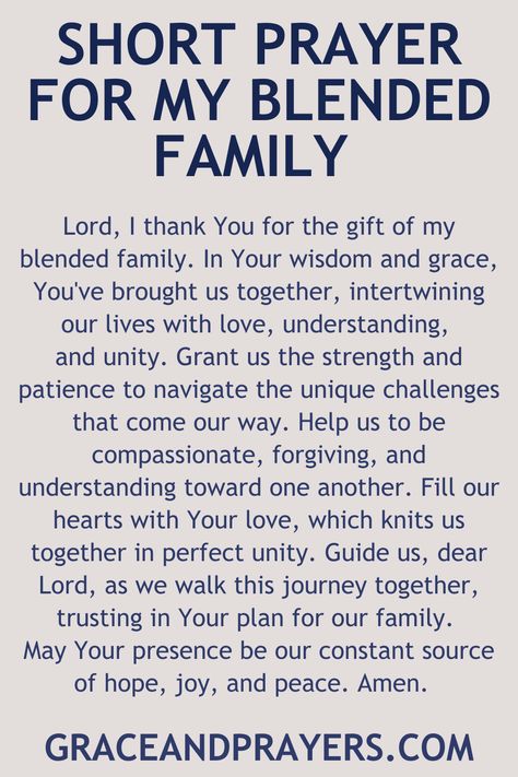 Are you seeking prayers for a blended family? Then we hope you can use these 6 loving prayers to uplift your blended family to God! Click to read all prayers for a blended family. Prayers For Step Parents, Blending Families Quotes, Blended Families Advice, Blended Family Quotes, Family Prayers, Evening Prayers, Marriage Prayers, Prayer For My Family, Powerful Morning Prayer