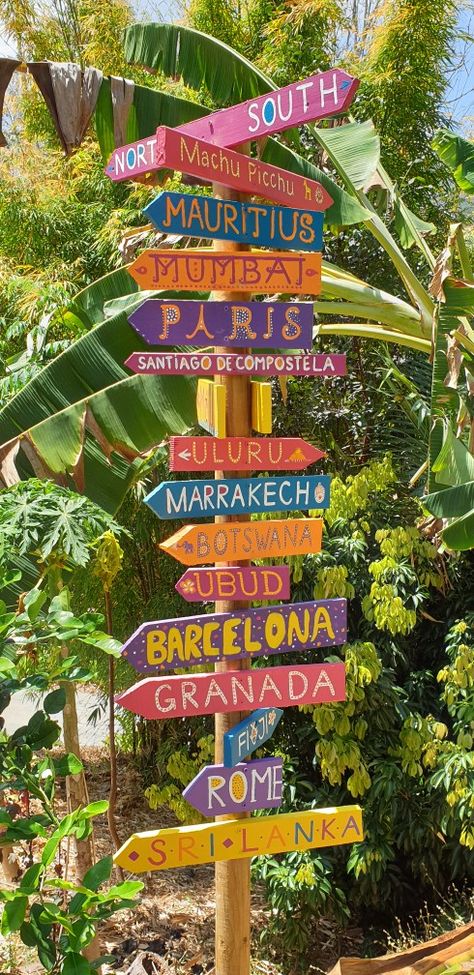 Bar Signs Diy, Wooden Sign Posts, Campsite Signs, Patio Signs, Directional Signs, Sign Post, Backyard Garden Design, My Hubby, Beach Signs