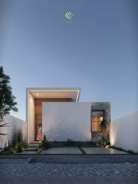 Narrow House Designs, Modern Villa Design, Modern Exterior House Designs, Architecture Model House, Minimal House Design, Modern Bungalow, House Front Design, Home Building Design, Minimalist Architecture