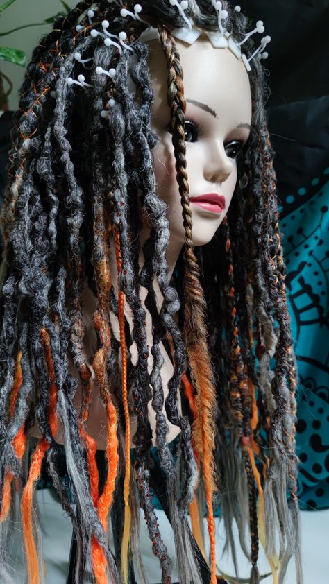 Unleash your style with our custom Gray Braids and Dreads Extension Full Set. Elevate your look with wrapped locks, decorated dreadlocks, and dreads accents. Crafted from high-quality kanekalon, these double-ended dreads offer endless possibilities for customization. Decorated Dreadlocks, Colorful Dreadlocks, Grey Dreads, Gray Braids, Lush Hair, Hair Dreadlocks, Double Ended Dreads, Crochet Dreads, Dread Extensions