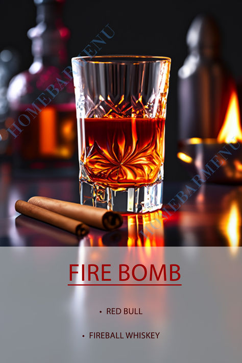 Bomb Shots, Cinnamon Whiskey, Fireball Whiskey, Bartender Drinks, Drink List, Yummy Alcoholic Drinks, Liquor Drinks, Shot Recipes, Cigars And Whiskey