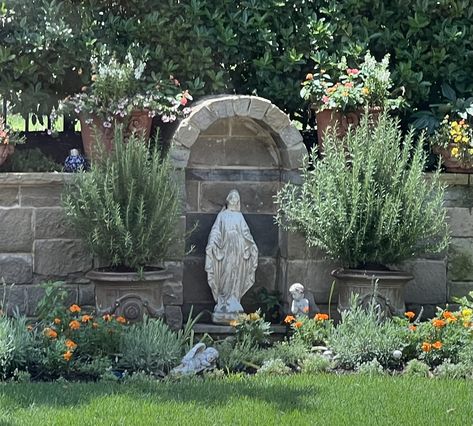 Home Grotto Ideas, Marian Grotto Backyard, Mary Grotto Backyard, Grotto Backyard, Mary Grotto, Marian Garden, Grotto Design, Mary Garden, Memorial Design