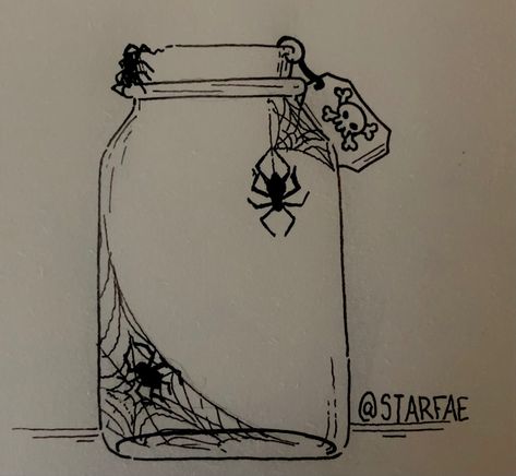 DO NOT TRACE OR REPOST! #spider #inktober #inktoberchallenge Spider Inktober, Jar Drawing, Spider Web Drawing, Spider Drawing, Spider Tattoo, Jar Art, Drawing Stuff, Sketchbook Art, Cute Easy Drawings