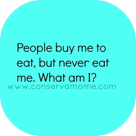 People Buy me to eat, what am I? Puzzle Games Brain Teasers, Challenging Riddles, Fun Riddles With Answers, Riddle Puzzles, Funny Riddles With Answers, What Am I Riddles, Brain Exercises, Physcology Facts, Brain Teasers Riddles