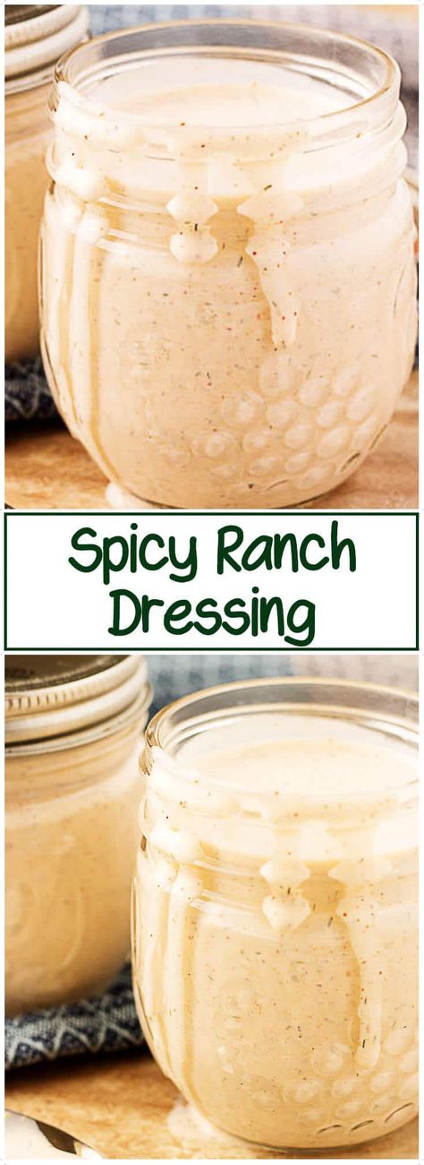 Spicy Ranch Dressing is easy to make and has hints of cayenne, dill, chipotle, and garlic coupled with the creaminess of buttermilk. #berlyskitchen Spicy Ranch Dressing Recipe, Spicy Ranch Dressing, Spicy Coleslaw, Spicy Dressing, Spicy Ranch, Chipotle Ranch Dressing, Chipotle Ranch, Buttermilk Ranch, Ranch Dressing Recipe