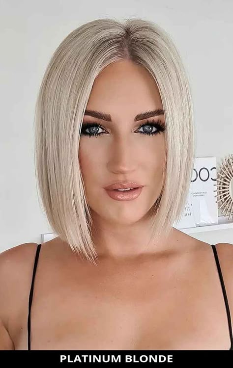 At your next hair appointment, ask for this fashionable platinum blonde for the makeover you've been wanting! See what stylists are saying about this look and the rest of these 22 most flattering blonde bob hairstyles & blonde lobs for 2025. // Photo Credit: @struss_roserussell on Instagram Bob Hairstyles Blonde, Edgy Blonde Hair, Latest Bob Hairstyles, Icy Blonde Hair, Blonde Bob Hairstyles, Hairstyles Blonde, Blonde Hair Shades, Hair Appointment, Hair Stylies