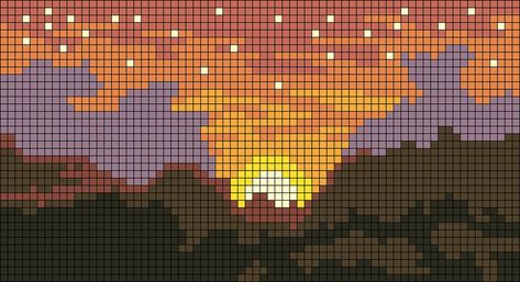 Patterns page 35 | BraceletBook Sunset Alpha Pattern, Nature Alpha Pattern, Nature Pixel Art, Pixel Art Nature, Melty Bead Designs, Cross Stitch Cushion, Make Friendship Bracelets, Pixel Art Templates, Pixel Crochet