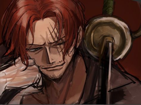 Anime: One Piece #anime #manga #art #artwork #fanart #animeart #animeboy Red Haired Shanks Fanart, One Piece Shanks Fanart, Shanks Sketch, Shanks One Piece Fanart, Shanks Pfp, Shanks Fanart, Shanks Manga, Shanks Icon, King One Piece