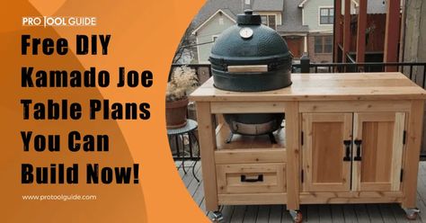 Kamado Table Plans, Kamado Joe Table Plans, Kamado Joe Table, Kamado Table, Diy Ladder Shelf, Diy Carport, Bed Frame Plans, Grill Stand, Diy Mailbox