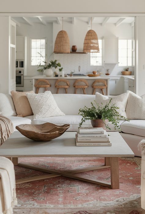 22+ Boho Living Room Ideas With A Modern Vibe (2024) Coastal California Living Room, Boho Coastal Living Rooms, California Coastal Living Room, Eclectic Boho Living Room, Neutral Family Room, Boho Farmhouse Living Room, Bohemian Living Room Ideas, Modern Bohemian Living Room, Organic Modern Living Room