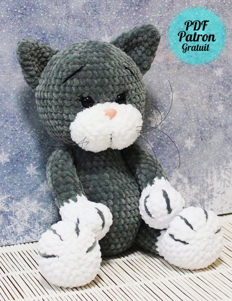 Amigurumi Chat de velours Meow au Crochet PDF Gratuit - Amigurumibox Cat Amigurumi Free Pattern, Crochet Dog Sweater Free Pattern, Crochet Dog Sweater, Crochet Cute, Crochet Cat Pattern, Cat Amigurumi, Crochet Animals Free Patterns, Crochet Diy, Crochet Dog