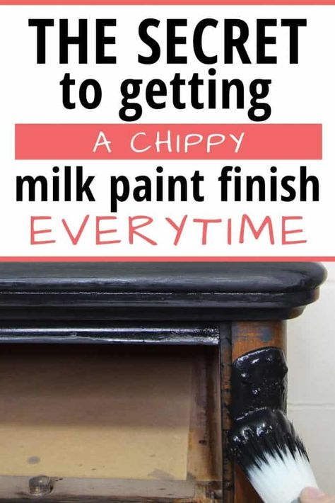 The secret to getting a chippy paint finish every single time! Use this one product before painting with milk paint to get the perfect chipping paint finish on your painted dresser, thrift finds, upcycled furniture and bedroom furniture! Seriously. I've tried it time and time again and I have gotten the best results to get milk paint to always chip! Upcycled Furniture Before And After, Milk Paint Furniture, Chalk Paint Furniture Diy, Real Milk Paint, Furniture Colors, General Finishes Milk Paint, Painted Furniture Colors, Crackle Painting, Paint Inspiration