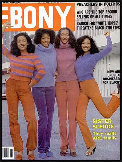 Ebony magazine, January 1980 — Sister Sledge Ebony Magazine Cover, Bird Magic, Sister Sledge, Jet Magazine, Ebony Magazine, Hank Aaron, Black Magazine, Black Glamour, Vintage Black Glamour