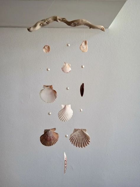 Driftwood Wind Chimes, Shells Diy, Cute Diy Room Decor, Shell Crafts Diy, Scallop Shell, Seashell Art, Scallop Shells, Beach Crafts, Seashell Crafts