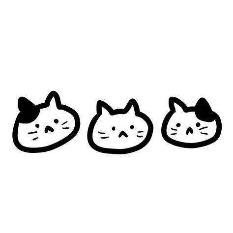 Three Cats Drawing, Cats Draw, Cats Drawing, Three Cats, Cat Stickers, Cat Drawing, Cute Drawings, Hello Kitty, Doodles