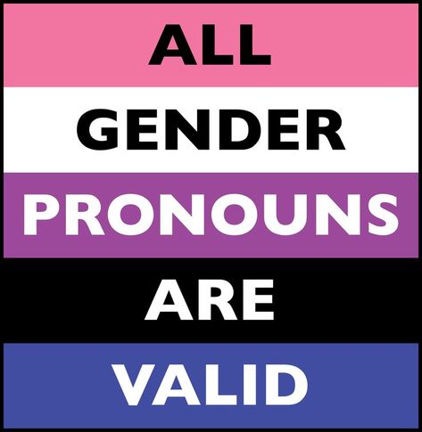 Genderfluid flag with all gender pronouns are valid in the text This User Uses He/they Pronouns, How I Look With He/him Pronouns, She They Pronouns, My Pronouns Are Try/me, They/it Pronouns, All Pronouns, Genderfluid Flag, My Pronouns, Non Binary Pride