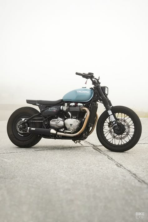 Custom Triumph Bobber by JVB-moto Benefits Of Biking, Triumph Scrambler Custom, Honda Bike, Triumph Cafe Racer, Triumph Bikes, Triumph Bobber, Mercury Cars, Bobber Bikes, Bike Exif