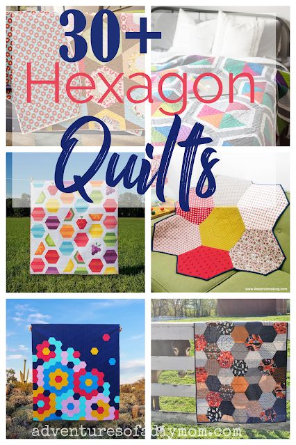 30+ Hexagon quilts to make using a variety of techniques. Hexagon Quilt Patterns, Hexagon Quilt Ideas, Hexie Patterns, Hexie Quilts Patterns, Hexagon Quilt Pattern, Sewing Club, Blanket Making, Hexagon Patchwork, Cabin Diy