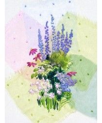 Delphiniums Watercolor Quilt, Printed Background, Textile Art Embroidery, Needlework Crafts, Contemporary Embroidery, Embroidery Works, Hand Embroidery Projects, Hand Embroidery Flowers, Embroidery Patterns Vintage