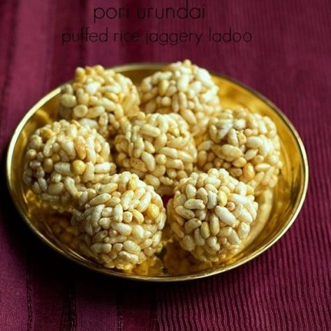 pori urundai recipe, how to make pori urundai Easy Ladoo Recipe, Jaggery Recipes, Laddu Recipe, Vegetable Spaghetti, Asian Sweets, Best Edibles, Diwali Food, Puffed Rice, Food Channel