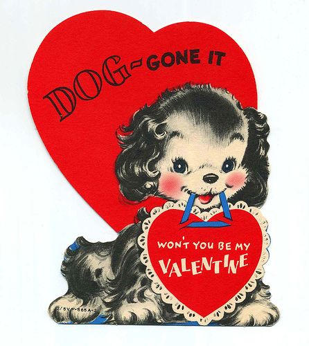 Dog Gone It | Gretchen Moss // Shop 66 | Flickr Black Cocker Spaniel Puppies, Storybook Animals, Vintage Valentines Decorations, Vintage Storybook, Black Cocker Spaniel, Valentine Decoration, Valentine Images, Old Cards, Vintage Valentine Cards