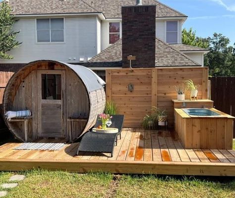 Cold Plunge Tub, Backyard Spa, Feeling Sluggish, Sauna House, Cold Plunge, Hot Tubs Saunas, Backyard Plan, Hot Tub Backyard, Sauna Design