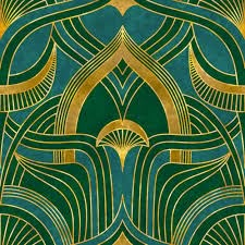 Premium Vector | Artistic seamless pattern in art deco style with asian tuch. luxury elegant 1920s design for textil Art Nouveau Mid Century Modern, Art Nuevo Wallpaper, Art Nuevo Pattern, Art Neauveau Wallpaper, Art Nouveau Color Palette, Fantasy Bar, Art Nouveau Design Pattern, Blue And Gold Art, Art Nouveau Peacock