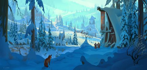 ArtStation - Normal winter , Andrei Stef Winter House Illustration, Game Background Art, Gaming Industry, Environment Painting, Short Animation, Environment Props, Bg Design, Storybook Art, Location Inspiration