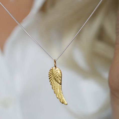 Gold Feather Necklace, Angel Protection, Angel Wings Necklace, Angel Wings Jewelry, Wings Pendant, Feather Angel Wings, Feather Pendant Necklace, Gold Leaf Necklace, Wings Necklace