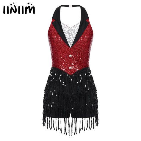 Womens Jazz Latin Dance Performance Costume Halter Backless Sparkly Sequins Fringe Jumpsuit Sleeveless Tassel Leotard Dancewear - AliExpress Jazz Dance Costumes Sassy, Jazz Dance Dress, Fringe Jumpsuit, Dance Jumpsuit, Outfits With Gloves, Dance Costumes Ballroom, Latin Dance Costume, Leotard Dress, Dance Women