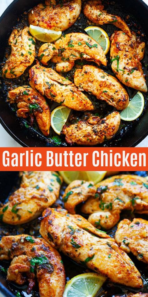 Recipes With Garlic, Garlic Butter Chicken Tenders, Tender Recipes, Ayam Mentega, Best Chicken Tenders, Easy Chicken Dinner, Chicken Tenderloin Recipes, Chicken Tender, Garlic Butter Chicken