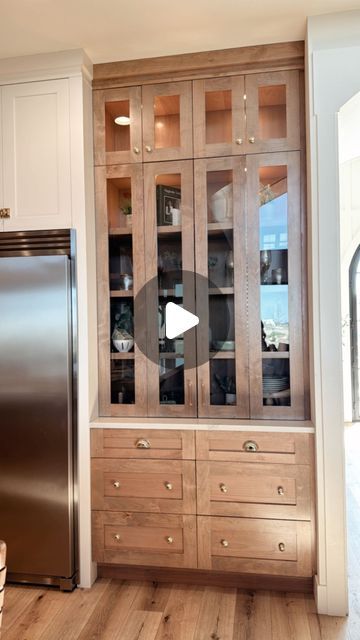 Hutch In Kitchen Cabinets, Custom Pantry Cabinet Ideas, Kitchens With Built In Hutches, Hutch Style Kitchen Cabinets, Hutch Pantry Ideas, Diy Built In Dining Room Cabinet, Kitchen Built In Pantry, Hutch Cabinets In Kitchen, China Cabinet In Kitchen