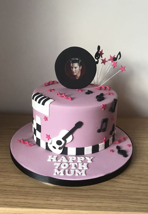 Elvis birthday cake Elvis Presley Cake Birthdays, Elvis Cake Ideas Birthdays, Elvis Cake Decorated, Elvis Presley Cake Ideas, Elvis Presley Birthday Party Ideas, Elvis Themed Birthday Party, Elvis Birthday Cake, Bday Cakes For Girls, Elvis Birthday Party