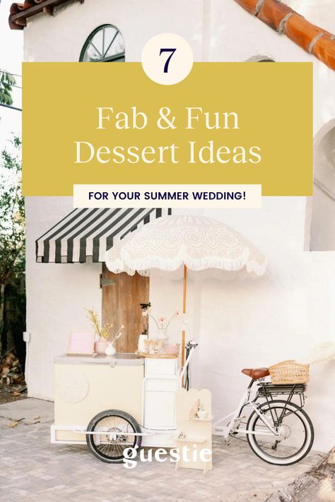 Let your wedding be the talk of the town by presenting your guests with delicious, creative and fun desserts for your summer wedding! Whether you're into traditional wedding cakes, frozen treats, or something a bit more unexpected, we have seven fantastic dessert ideas that will be sure to leave a lasting impression. From freshly baked pies to brownie ice cream sandwiches, you're sure to find a treat that you and your guests will love! Fun Dessert Ideas, Vendor Tips, Fantastic Dessert, Wedding Tips For Vendors, Baked Pies, Dessert Wedding, Frozen Summer, Fun Dessert, Traditional Wedding Cakes