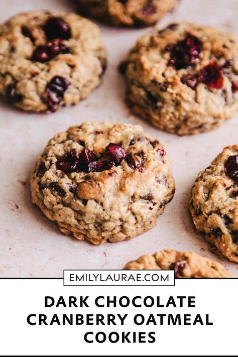 All you need are a handful of simple ingredients to make these delicious Dark Chocolate Cranberry Oatmeal Cookies. Full of winter flavors, tart cranberries, and decadent chocolate, these are the best oatmeal cookies you’ll ever try! Steel Cut Oatmeal Cookies, Oatmeal Craisin Cookies, Craisin Cookies, Cranberry Oatmeal Cookies, Winter Flavors, The Best Oatmeal, Cranberry Oatmeal, Dark Chocolate Chip Cookies, Best Oatmeal Cookies