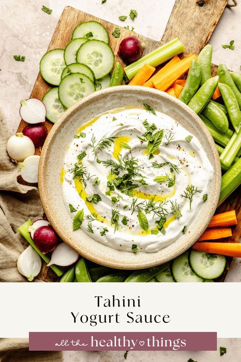 This Tahini Yogurt Sauce is made with just a few simple ingredients, so easy to make, and can add so much flavor to just about anything. Easy Homemade Buffalo Sauce, Healthy Kid Friendly Meals, Homemade Tzatziki Sauce, Homemade Honey Mustard, Homemade Buffalo Sauce, Homemade Tzatziki, Healthy Appetizer Recipes, Yogurt Sauce, Easy Snack Recipes