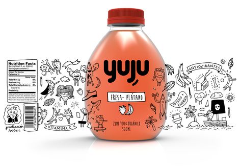 YUJU on Packaging of the World - Creative Package Design Gallery Label Minuman, Fruit Logo Design, 포트폴리오 레이아웃, Fruit Logo, Juice Branding, Creative Package Design, Jar Packaging, Bottle Design Packaging, Juice Packaging