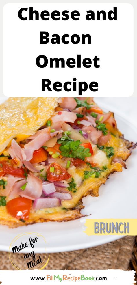 Bacon Omelette Recipe, Bacon Egg And Cheese Omelet, Onion Omelette, Pepper And Onion Omelette, Mushroom Onion Omelette, Breakfast Omelet, Easy Egg Breakfast, Easy Omelet, Omelet Muffins