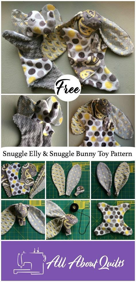 Bunny Lovey Sewing Pattern Free, How To Make A Lovey Blanket Diy, Bunny Lovey Pattern Free, Diy Stuffed Animals Easy Free Pattern, Elephant Lovey Pattern, Lovey Pattern Free, Bunny Sewing Pattern Free, Snake Tutorial, Sewing Baby Toys