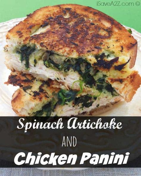 Spinach Artichoke and Chicken Panini Healthy Panini, Sauteed Spinach Garlic, Avocado Grilled Cheese, Spinach Sandwich, Sugar Scrub Homemade Recipe, Chicken Panini, Homemade Sugar Scrub, Spinach Artichoke Chicken, Panini Recipes