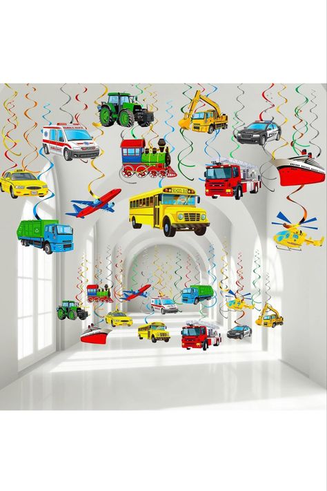 Vehicles Birthday Party, Cars Theme Party, Kids Vehicles, Transportation Birthday Party, Transportation Party, Transportation Birthday, Car Themed Parties, Transportation Theme, Cars Party