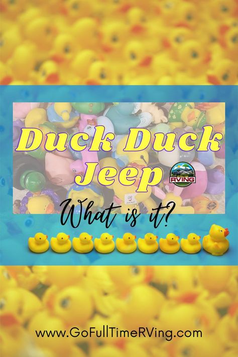 You may have heard of the “Jeep Wave”, but now a new trend has Jeep owners across the country quacking up. Duck Duck Jeep, where Jeep Wrangler owners go around ��“ducking” other Jeep Wrangler owners by taking a rubber duckie and placing it on the Jeep’s door handle, hood, or tire, with a colorful note. It’s designed to bring some joy to a fellow Jeep owner’s day. Jeep Ducks On Dash Ideas, Rubber Ducks For Jeeps, Jeep Ducks On Dash, Yellow Jeep Wrangler, Jeep Aesthetic, Jeep Ducks, Duck Quotes, Duck Duck Jeep, Jeep Quotes