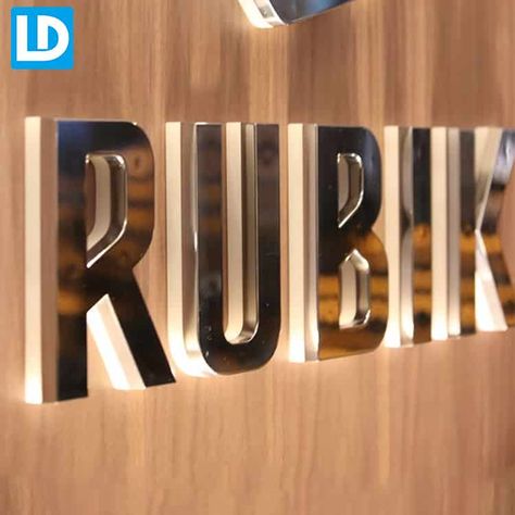 Custom Backlit Sign Mirror View Metal LED Letters Backlit Signage, Hospital Signage, Led Letters, Mirror Letters, Wood Signage, Illuminated Signage, Channel Letter Signs, Sign Installation, Lobby Sign