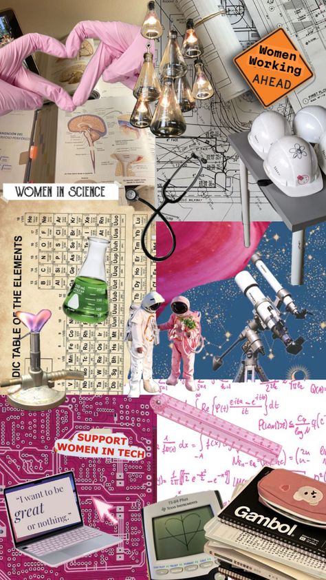 #womeninstem #stemgirl #stem #womensrights #powerfulwomen #women #stemaesthetic #engineering #computerscience #construction #chemistryaesthetic #space #aeshetic #wallpapercollage #wallpaper#studyaestetic Society Of Women Engineers, Women Stem Aesthetic, Girly Esthetics, Biomedical Engineering Aesthetic, Chemical Engineering Aesthetic, Women In Stem Aesthetic, Lady Engineer, Engineering Women, Women In Physics