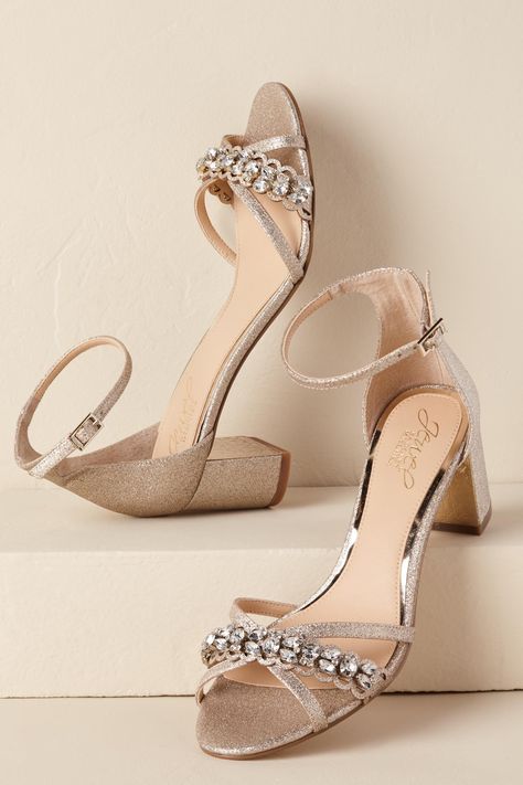 Jewel by Badgley Mischka Giona Block Heels from @BHLDN Wedding Shoes Block Heel, Non Traditional Wedding Rings, Non Traditional Wedding Ring, Casual Beach Wedding, Brides Shoes, Mermaid Beautiful, Traditional Wedding Rings, Open Backs, Ivory Wedding Shoes