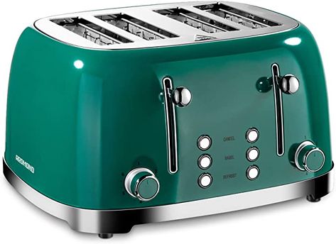 Green Toaster, 4 Slice Toaster, Stainless Steel Toaster, Mini Oven, Toasters, Pantry Design, Cool Kitchen Gadgets, Coffee Machines, Bread Knife